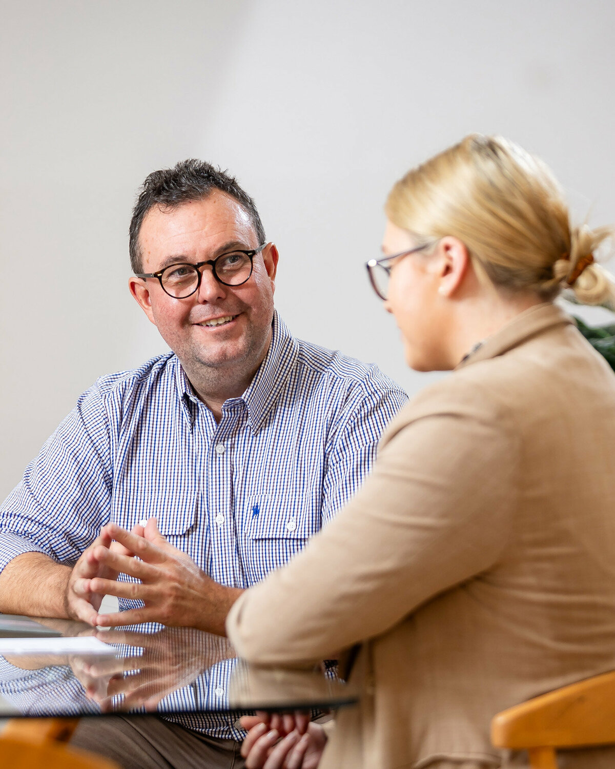 CACo. team member Peter talks with a client.